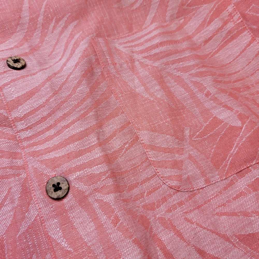 Island Republic Linen Silk Coral Short Sleeve Button Down Shirt - Picture 5 of 7